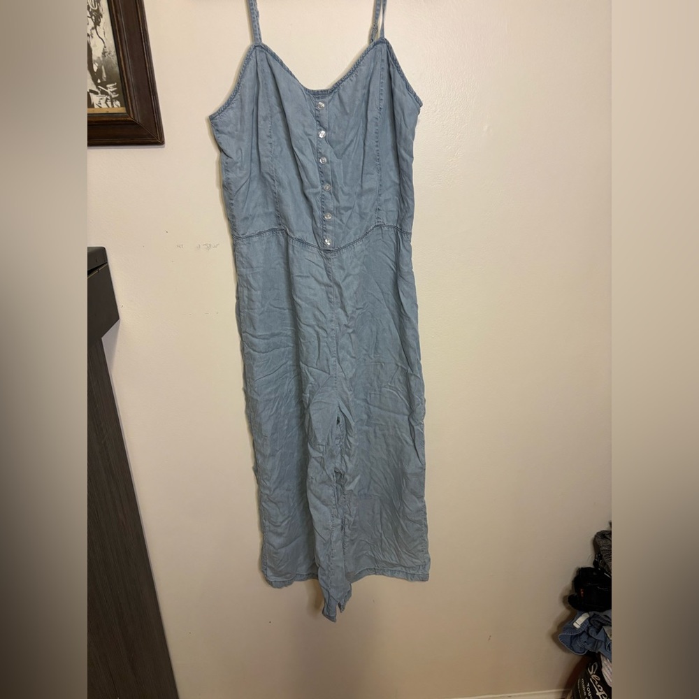Light Blue Button-Front Jumpsuit
